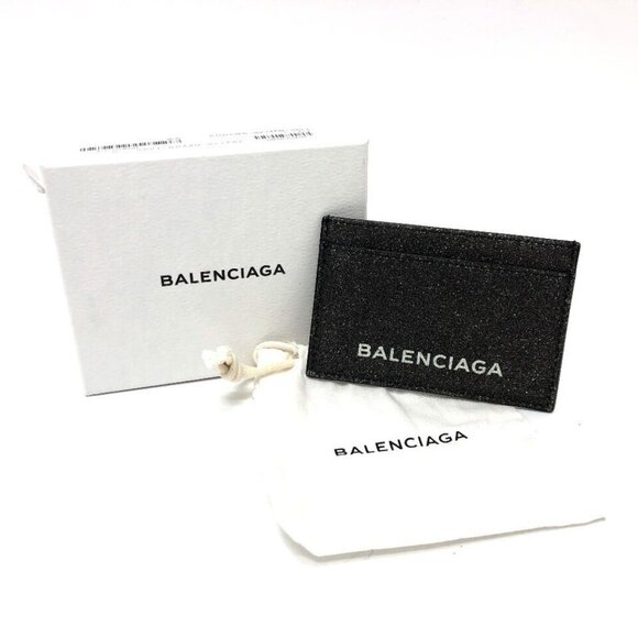 BALENCIAGA 392126 Logo glitter Card holder Business card holder Card Case Le... - Picture 1 of 16